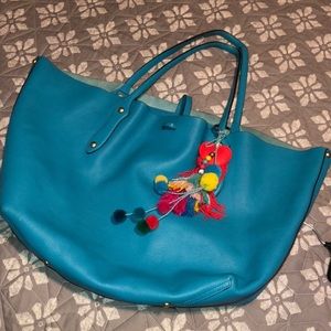 Large turquoise tote bag